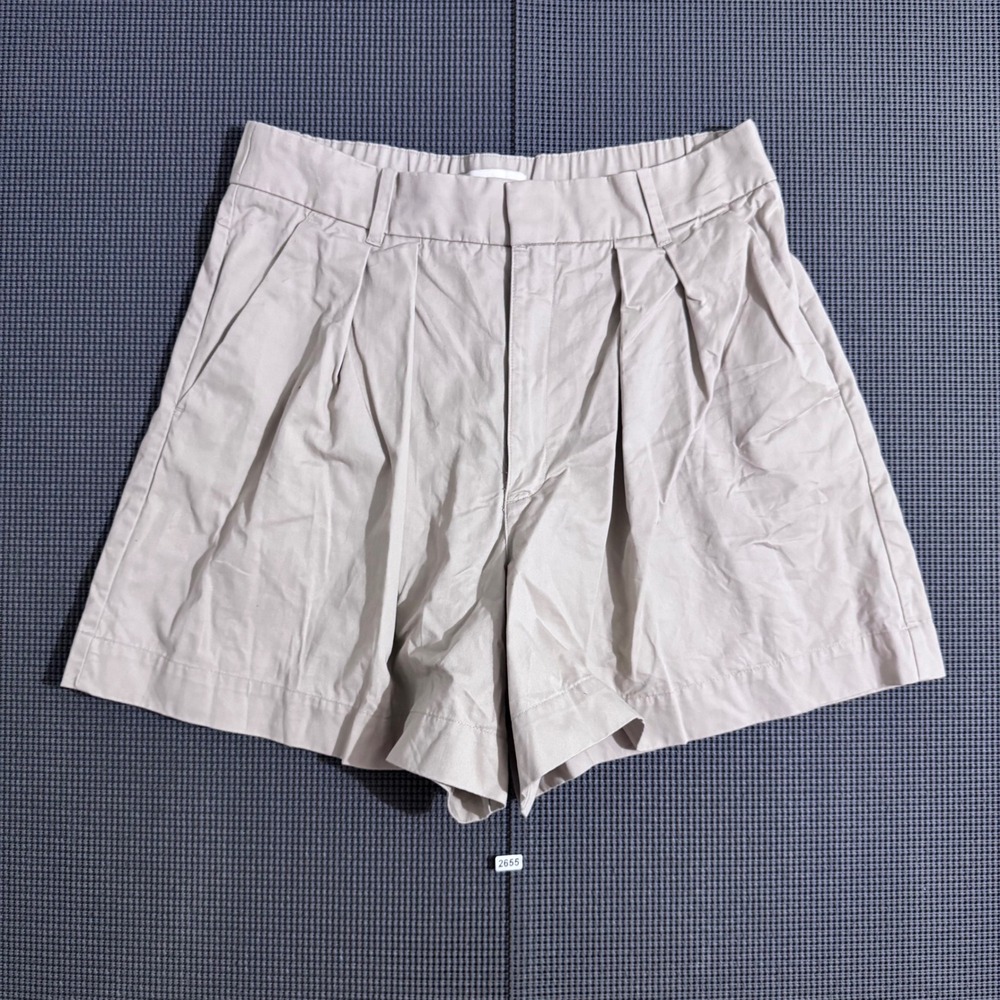 Abercrombie & Fitch Womens Pleated High Rise Shorts Tan Size L